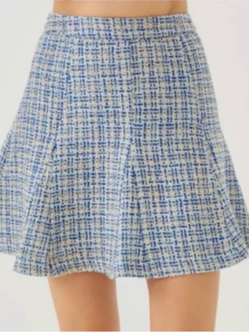 NWT Lilly Pulitzer Blue Tweed w/gold metallic thread A-Line Mini Skirt Size 12